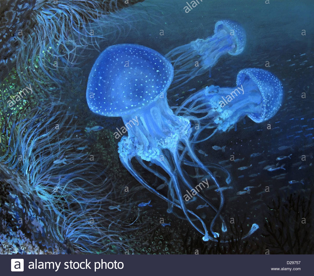 1300x1140 An Oil Painting On Canvas Of A Marine Life Deep Under The Water - Marine Life Painting