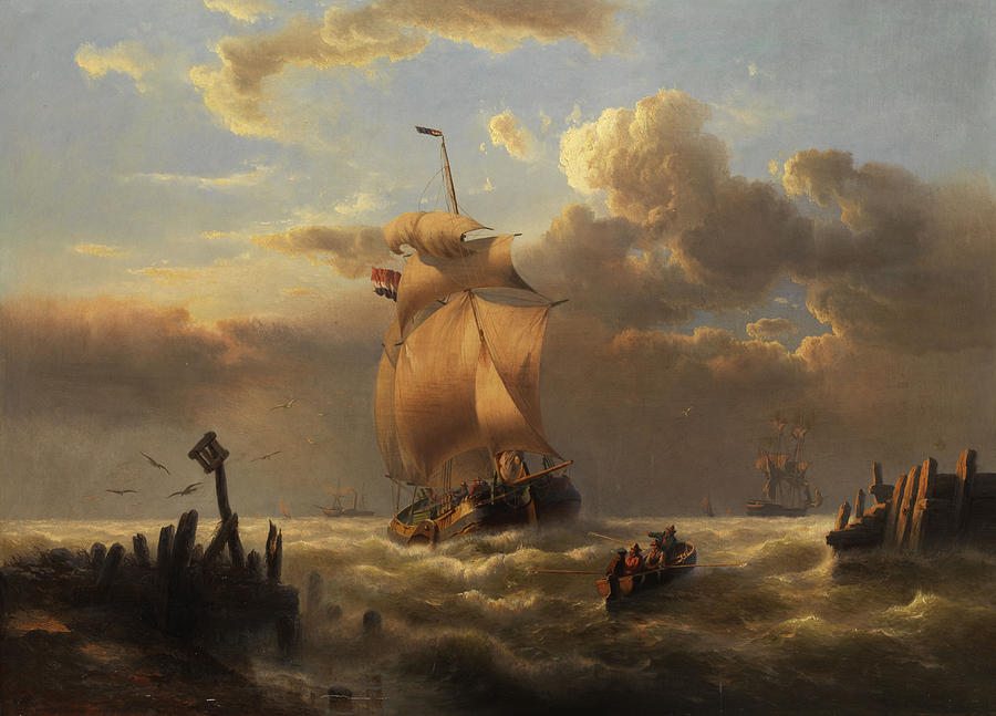 900x647 Marine Painting Painting By Franz Johann Hunten - Marine Painting