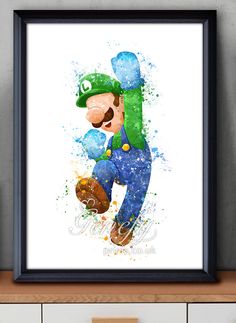 236x323 Mario And Princess Peach Super Mario Brothers Watercolor Poster - Mario Bros Painting