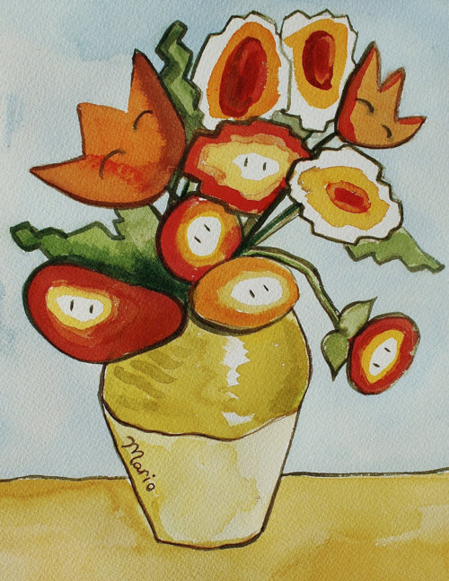 500x648 Super Mario Bros Fireflower Watercolor Painting [Pic] - Mario Bros Painting