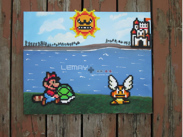 600x450 Super Mario Bros 3 Based Perler + Paint 16''X20'' By - Mario Bros Painting