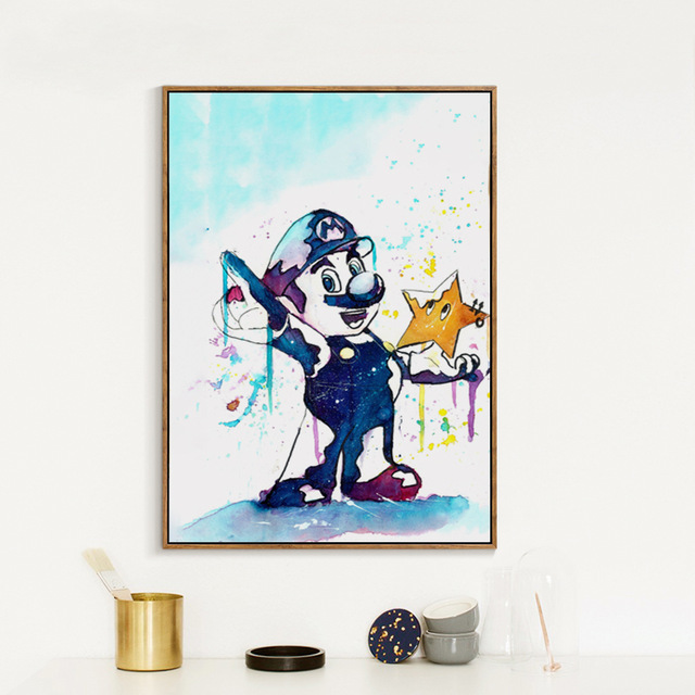 640x640 Modern Simple Mario Brothers Anime Games Watercolor Canvas - Mario Brothers Painting