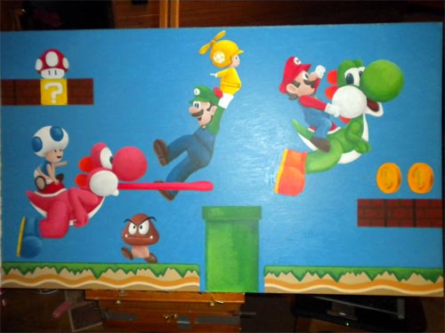 500x375 New Super Mario Bros. Painting Sprite Stitch - Mario Brothers Painting