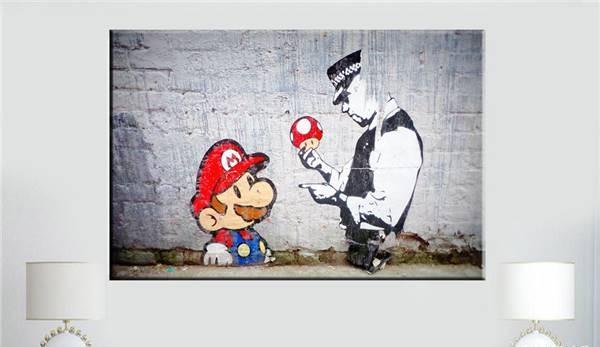 600x347 Buy Banksy Art Prints Online - Mario Brothers Painting