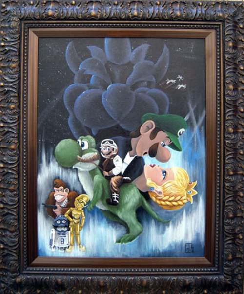 500x602 Super Mario Brothers Star Wars Paintings Wiinoob - Mario Brothers Painting