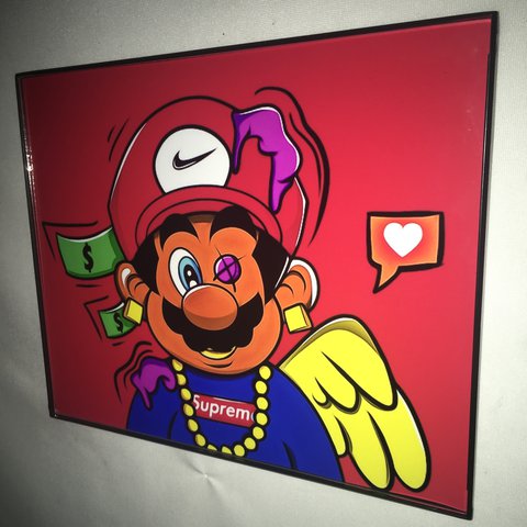 480x480 Supreme Mario Brothers Art Print 8 X 10 With Frame - Mario Brothers Painting