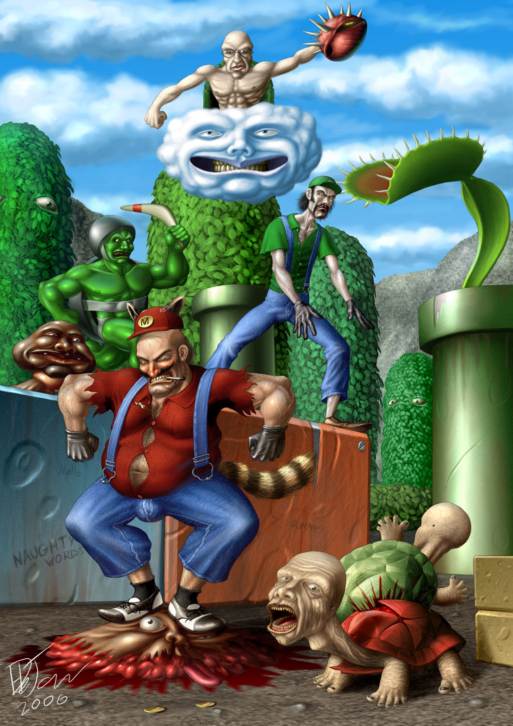 1024x1448 Super Mario Bros. By Superman852 On Newgrounds - Mario Brothers Painting