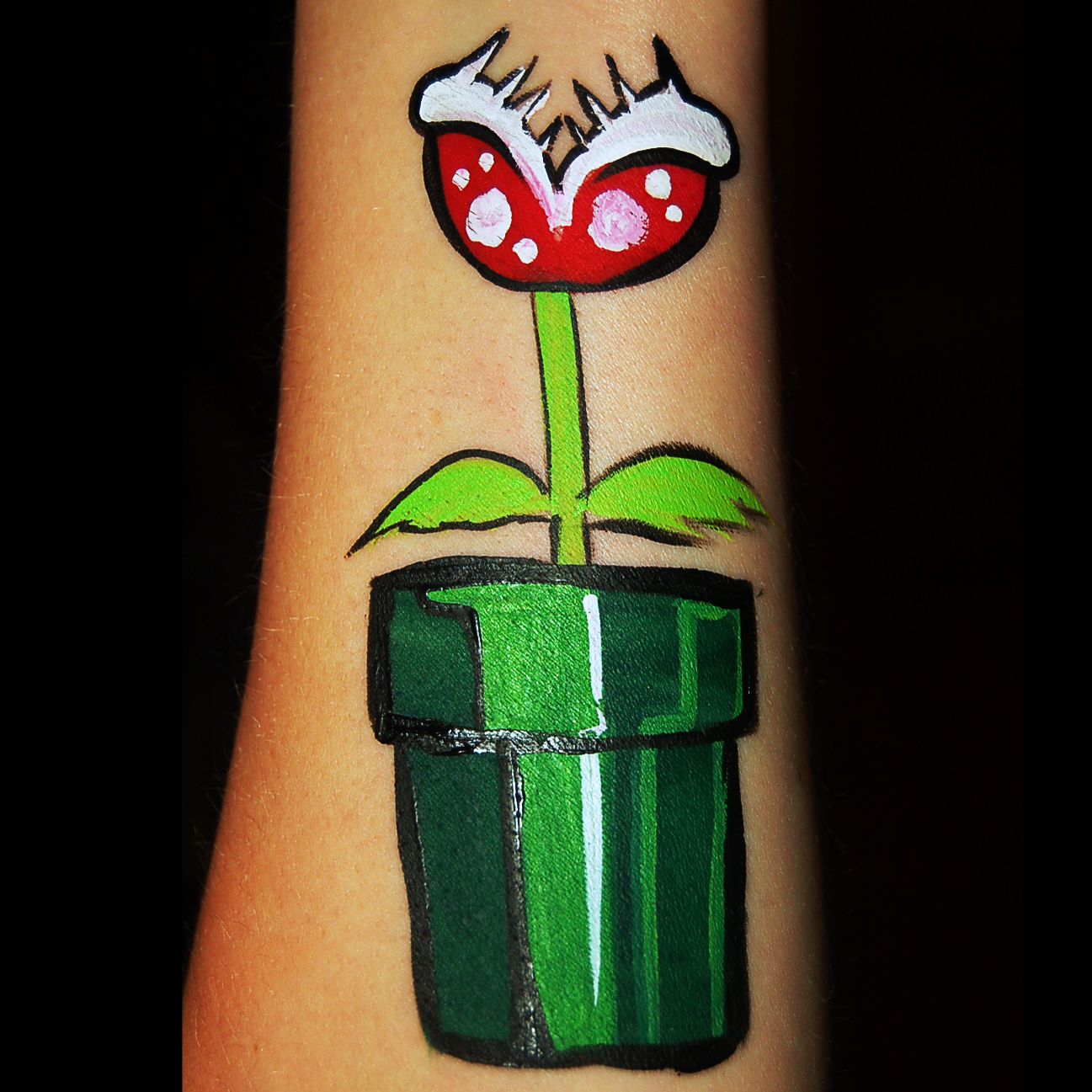 1297x1297 How To Paint A Plant Tube Monster From Mario World - Mario Brothers Painting