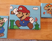 170x135 Items Similar To Mario Canvas Painting, Set Of 3 On Etsy - Mario Canvas Painting