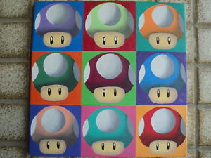 300x225 Mario Mushroom Oil Canvas Painting Pop Art Psychedelic Ebay - Mario Canvas Painting