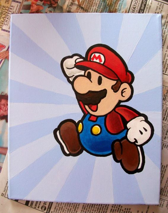 567x720 Paper Mario Painting By Kaylamckay - Mario Canvas Painting