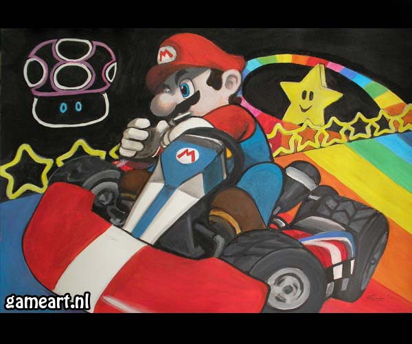 600x500 Mario Kart Rainbow Road By Pauline86 - Mario Kart Painting