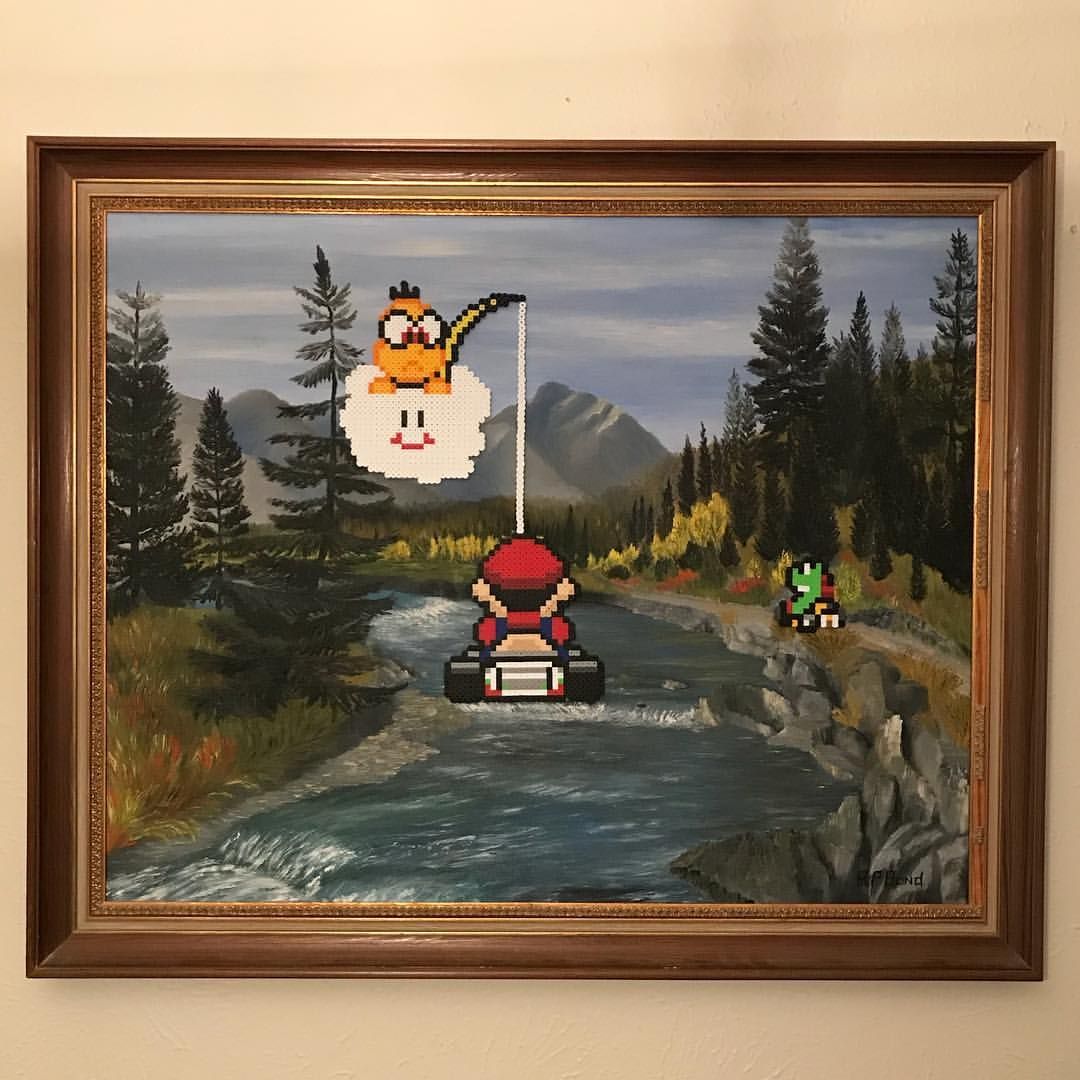 1080x1080 Mario Kart On A Thrift Store Painting Convention Fun - Mario Kart Painting