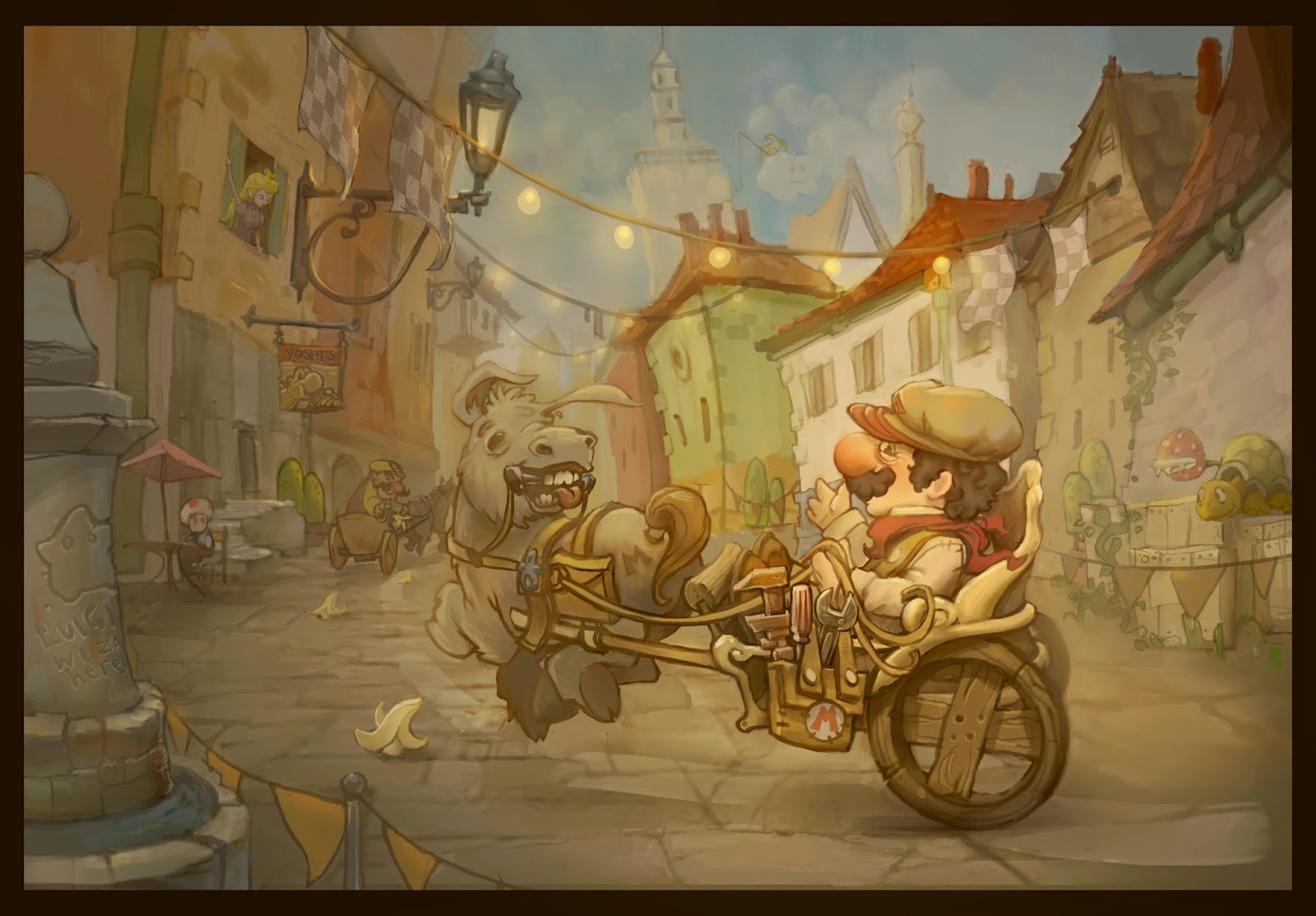 1600x1113 Olivers Art Blog (Idraw) Mario Kart - Mario Kart Painting