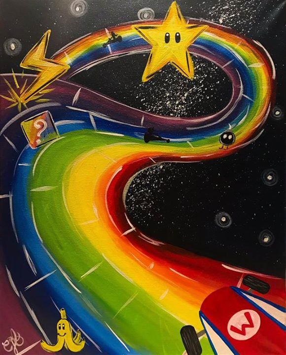 580x720 Learn To Paint Mario Kart On Canvas - Mario Kart Painting