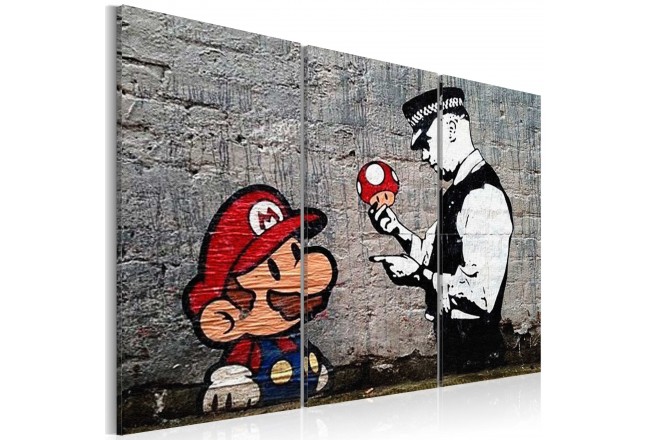 650x440 Art Print Super Mario Mushroom Cop By Banksy - Mario Painting