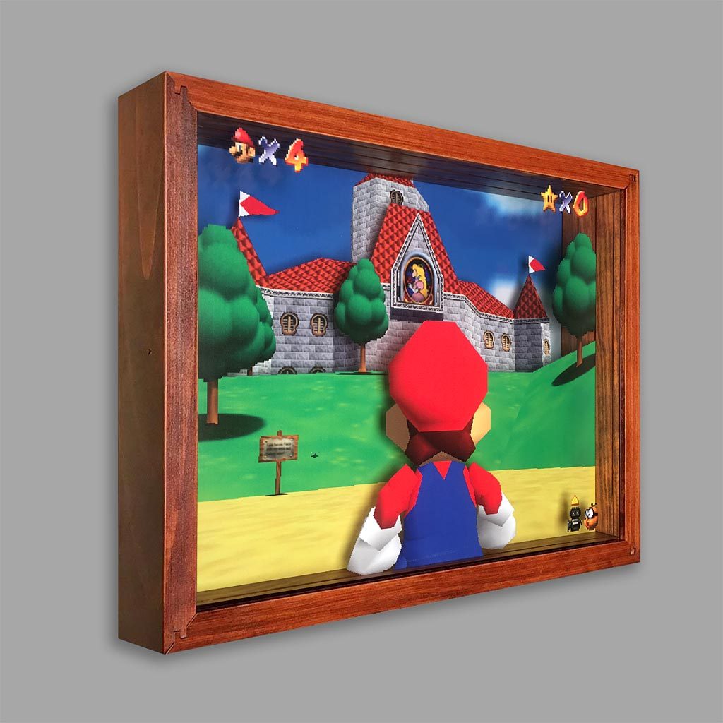 1024x1024 Super Mario 64 Shadowbox Art Artovision - Mario Painting