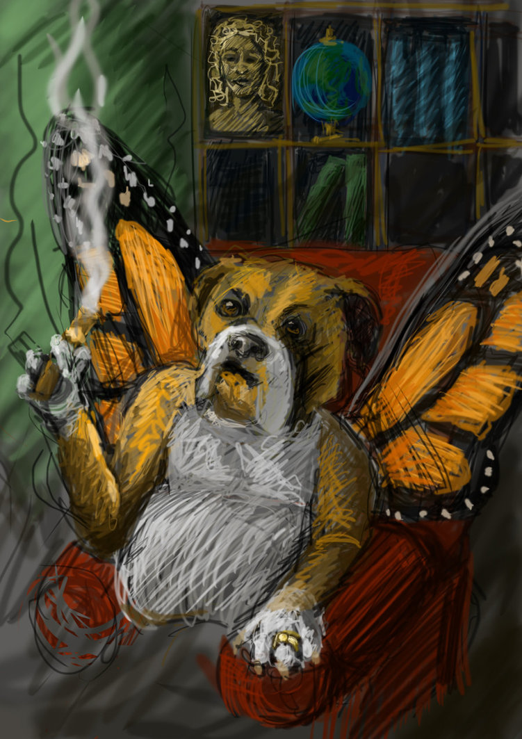751x1063 Megalomaniaco Perro Mariposa By Domingo7 - Mariposa Painting