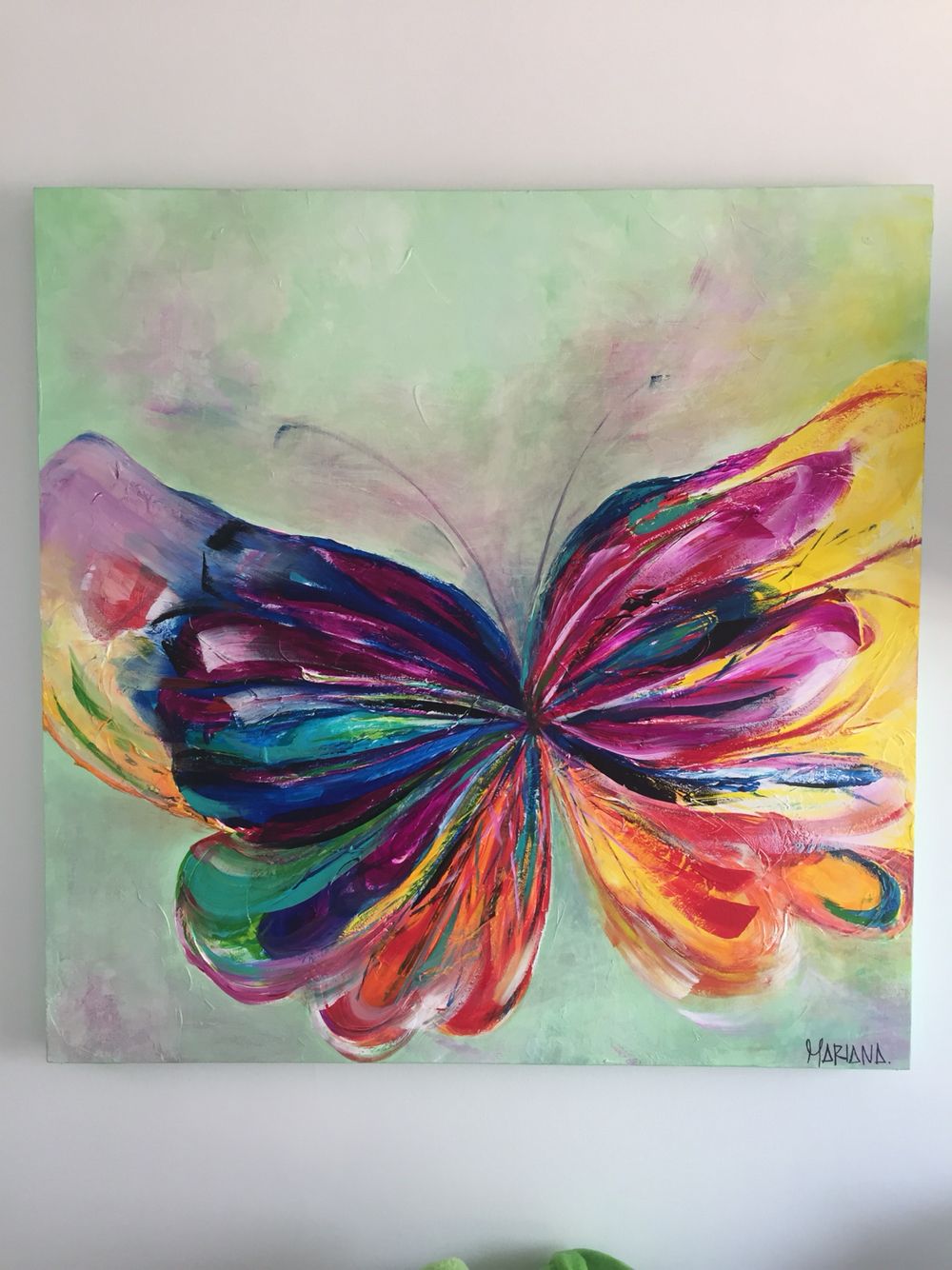 1000x1334 Palette Knife Butterfly Painting. Amazing Colors! Mariposa En - Mariposa Painting