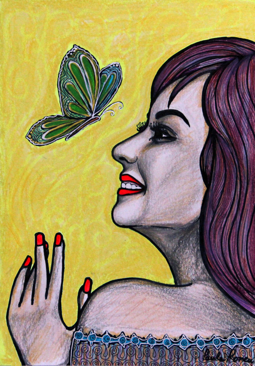 836x1200 Perfil Con Mariposa Ori.jpg (Paula Valeria Fridman) - Mariposa Painting
