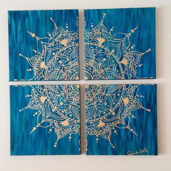 570x570 Hand Painted Gold Mandala, Acrylic On Canvas Mandala - Marisol Is Painting On A Piece Of Canvas