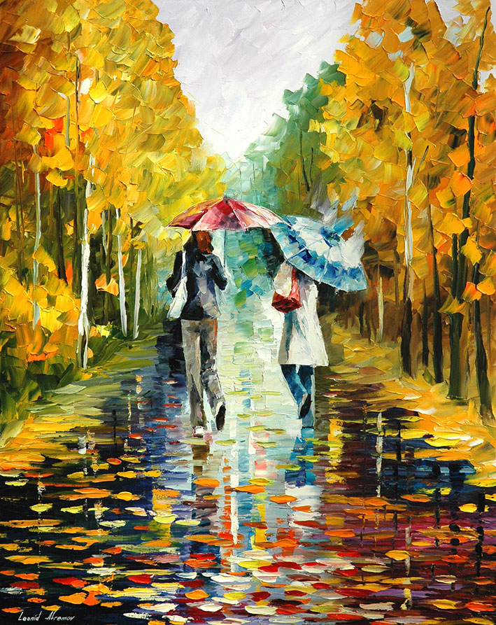 709x893 Stroll In A Autumn Park 2 Palette Knife Oil Painting On Canvas - Marisol Is Painting On A Piece Of Canvas