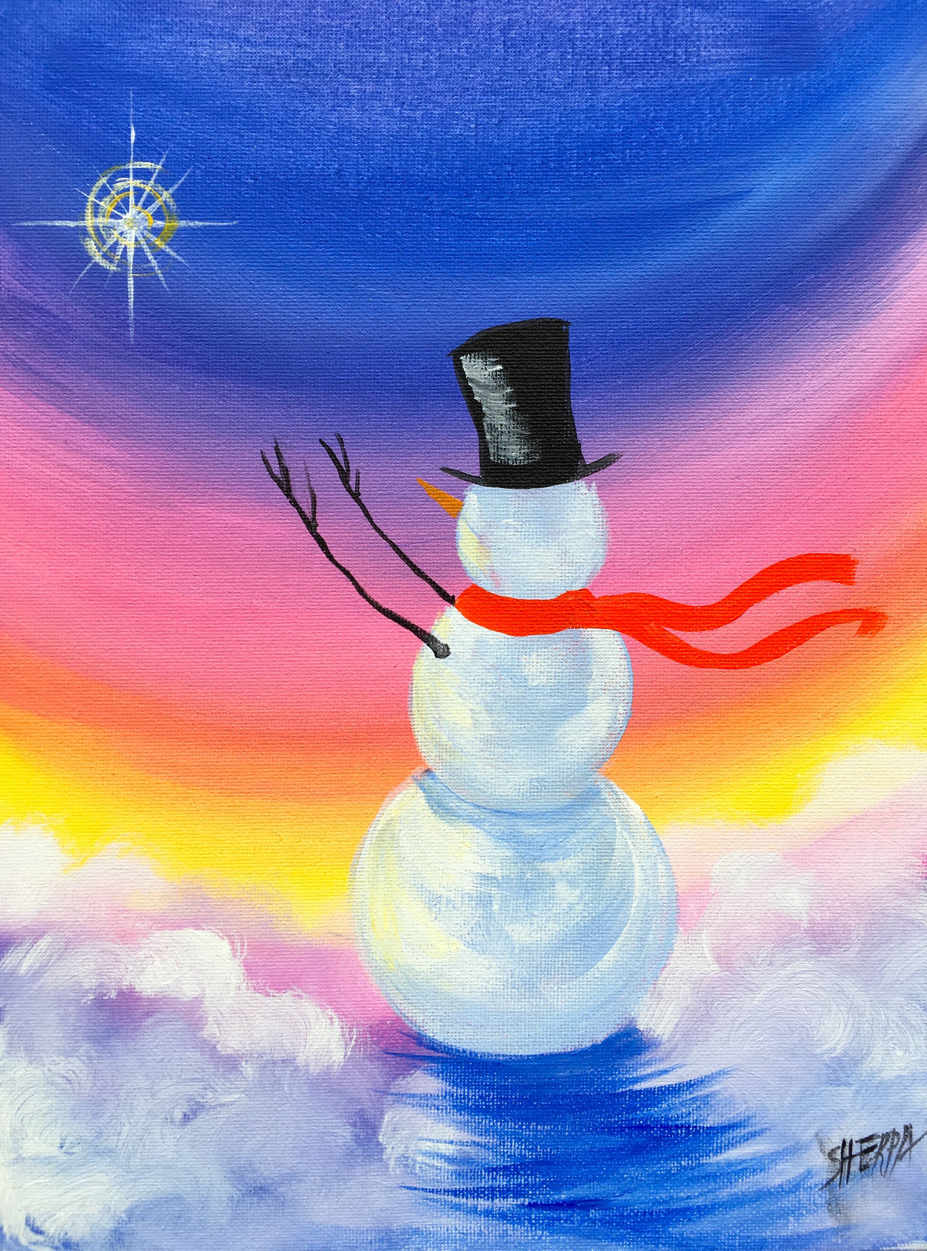 2964x4000 Simple Snowman Christmas Step By Step Acrylic Painting On Canvas - Marisol Is Painting On A Piece Of Canvas