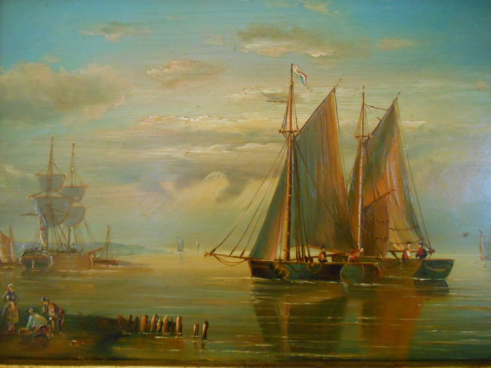700x525 Beautiful Antique English Maritime Painting. - Maritime Painting