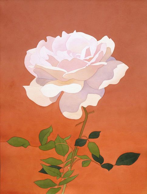 484x640 Mark Adams Pale Pink Rose On Orange Background (N.d.) Artsy - Mark Adams Painting