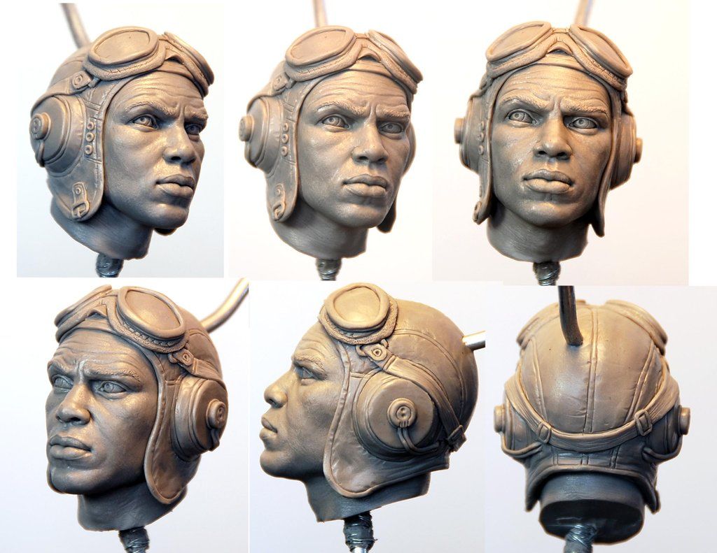 1024x791 Tuskegee Airman Head By On @ - Mark Newman Painting