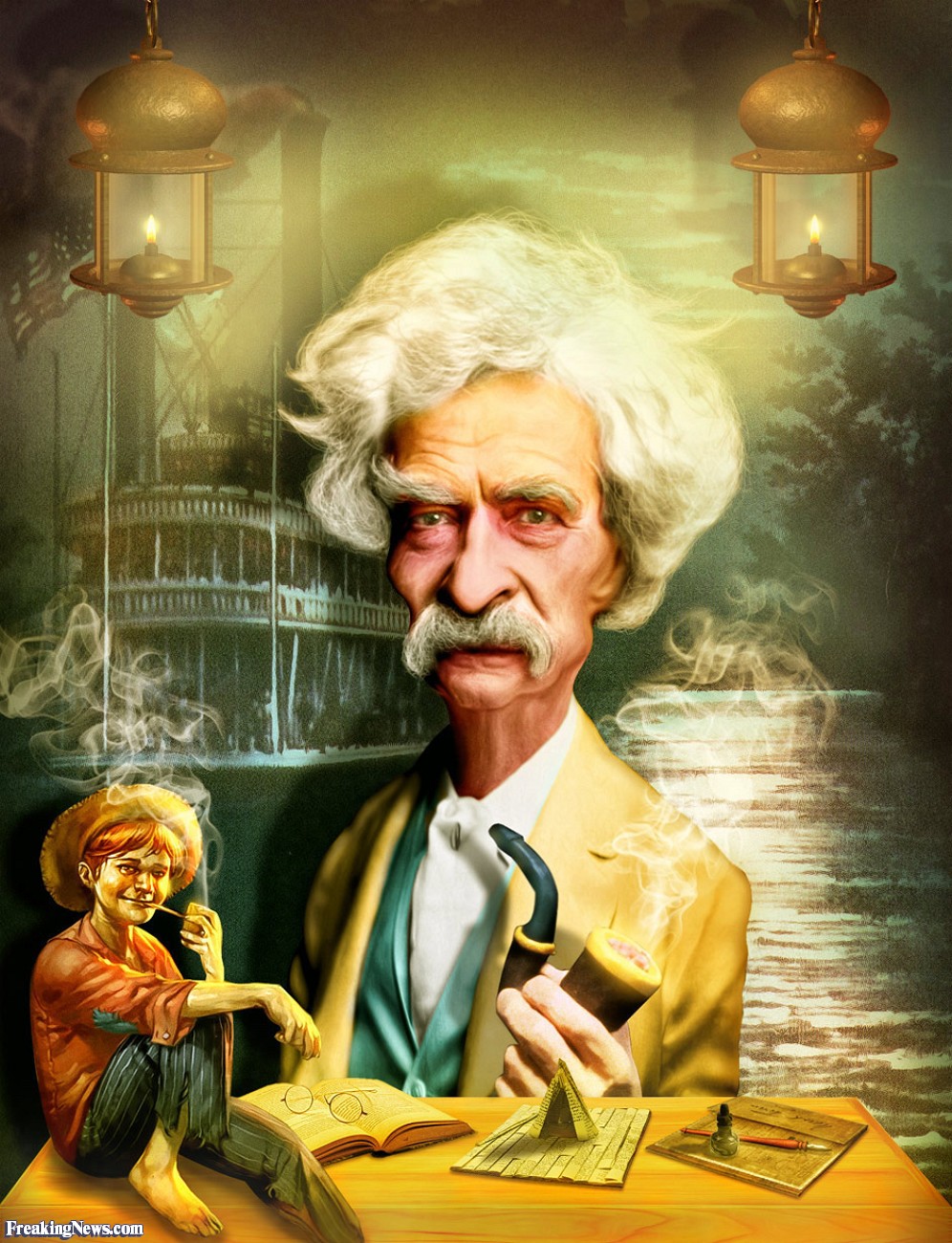 996x1300 Mark Twain Caricature Pictures - Mark Twain Painting