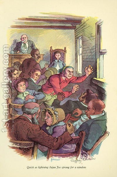 398x600 Quick As Lightning Injun Joe Sprang For A Window', Illustration - Mark Twain Painting