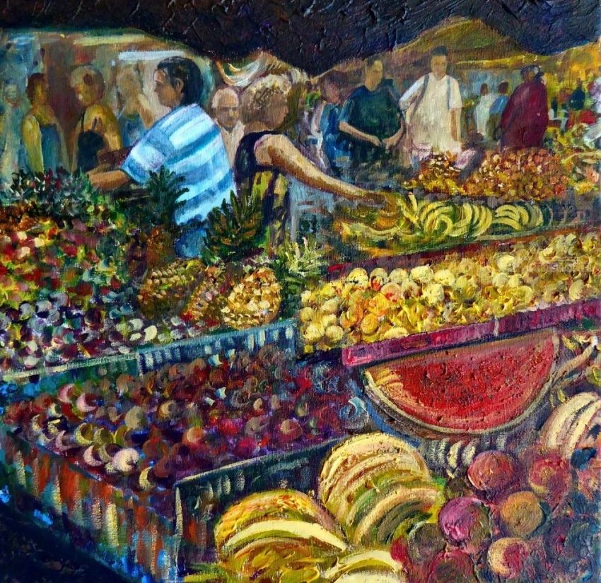 Market Painting at PaintingValley.com | Explore collection of Market ...