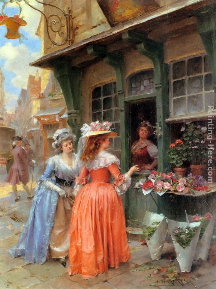 720x964 Henri Victor Lesur The Flower Market Painting Anysize 50% Off - Market Painting