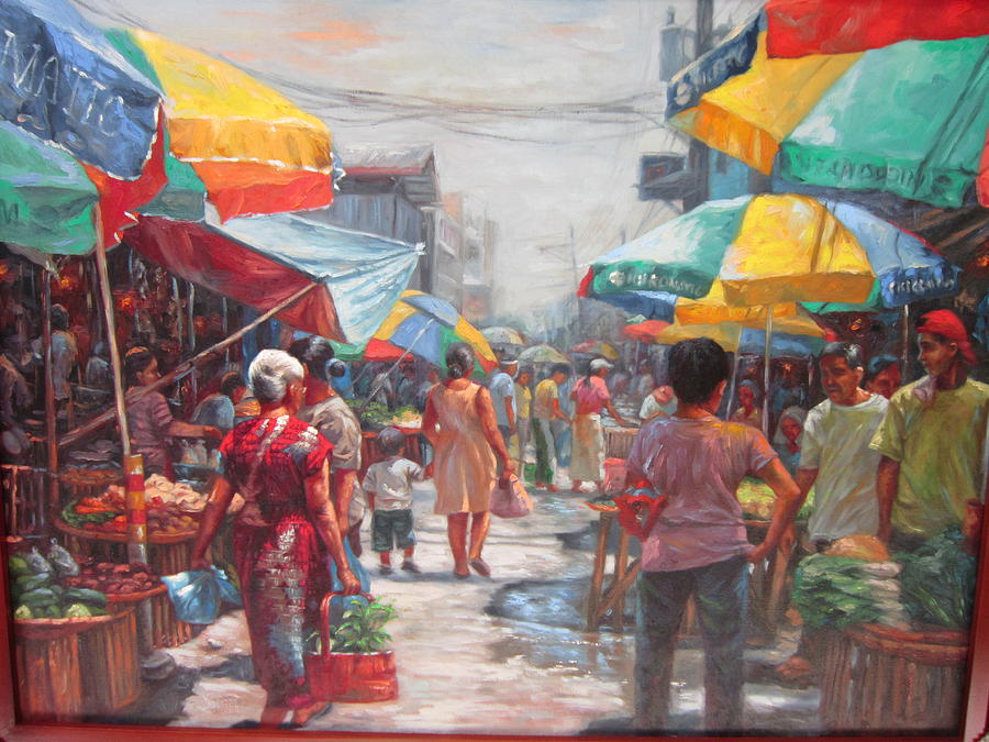 900x675 Market Scene Painting By Edu Perreras - Market Painting