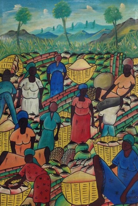 442x658 Vintage Sac Maurice Caribbean Marketplace Painting - Marketplace Painting