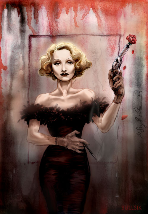 500x720 Marlene Dietrich By Bullsik - Marlene Dietrich Painting