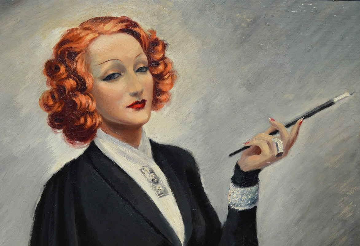 1172x800 Jean Dominique Van Caulaert - Marlene Dietrich Painting