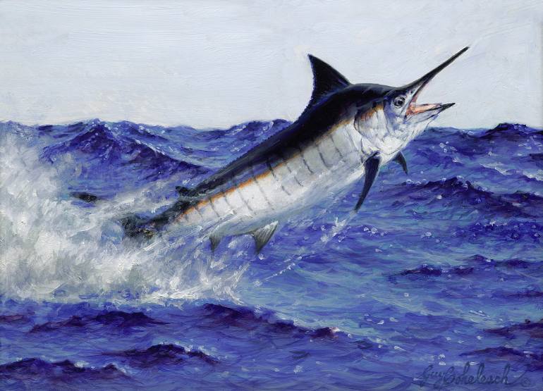 770x555 Saatchi Art Black Marlin Painting By Guy Coheleach - Marlin Painting