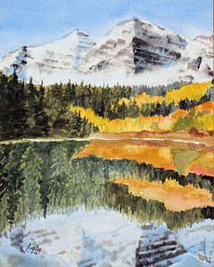 240x300 Maroon Bells Painting By James S Bagley - Maroon Bells Painting