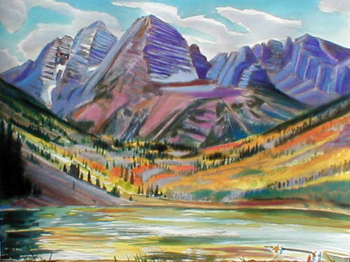 500x374 Maroon Bells - Maroon Bells Painting