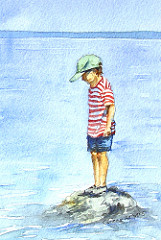 161x240 Watercolor Painting - Marooned Painting