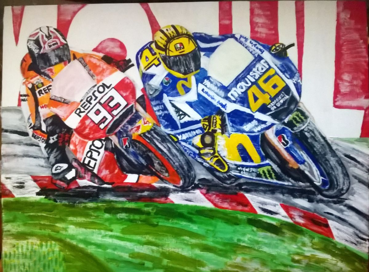 1200x884 Motogp Rossi Vs Marquez (Scottg77) - Marquez Painting