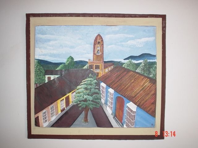 640x480 Ramona Marquez Ramraj Artwork Church And Town Original Painting - Marquez Painting