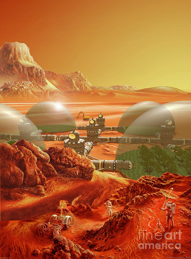 666x900 Mars Colony Painting By Don Dixon - Mars Painting