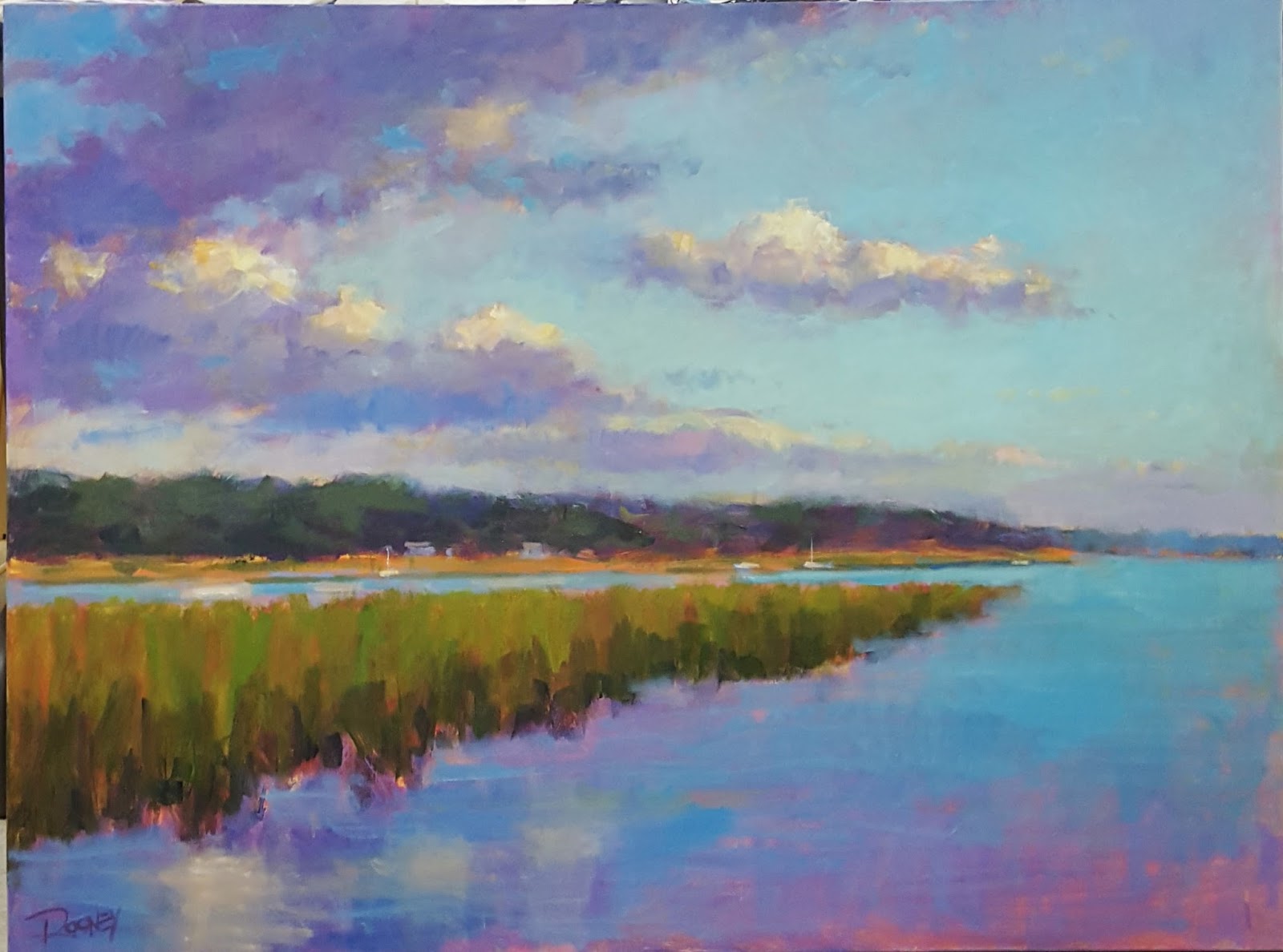 1600x1188 Mike Rooney Studios Painting A Day Dusk On The Marsh 30x40 - Marsh Painting