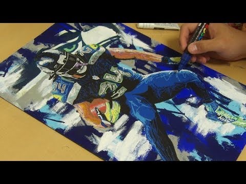 480x360 Marshawn Lynch Painting - Marshawn Lynch Painting