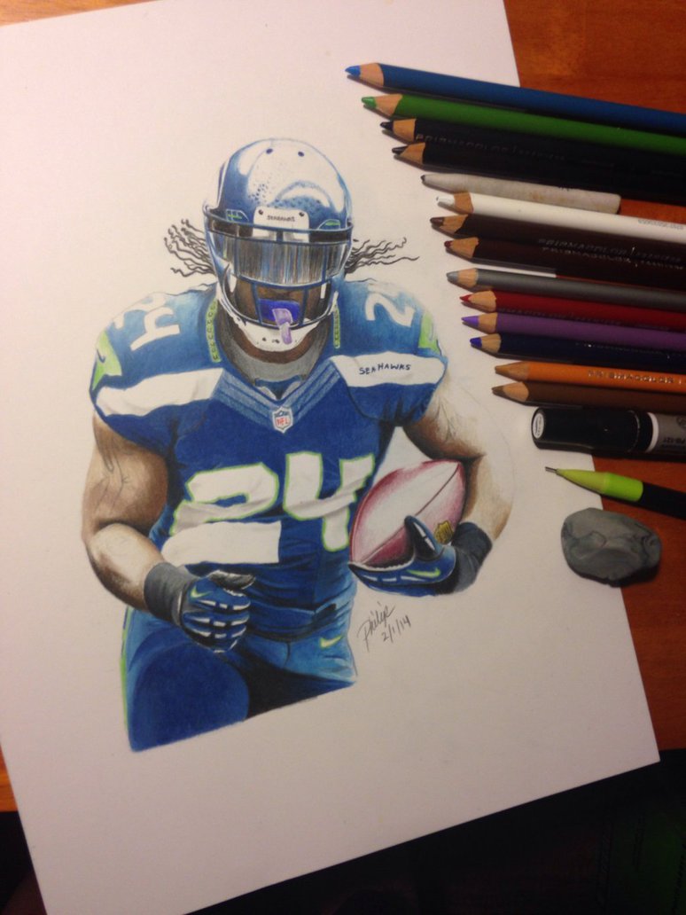 774x1032 Marshawn Lynch By Philipdraw - Marshawn Lynch Painting