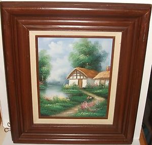 300x287 Marten Cottage Garden Pond Scene Original Oil On Board Painting Ebay - Marten Painting