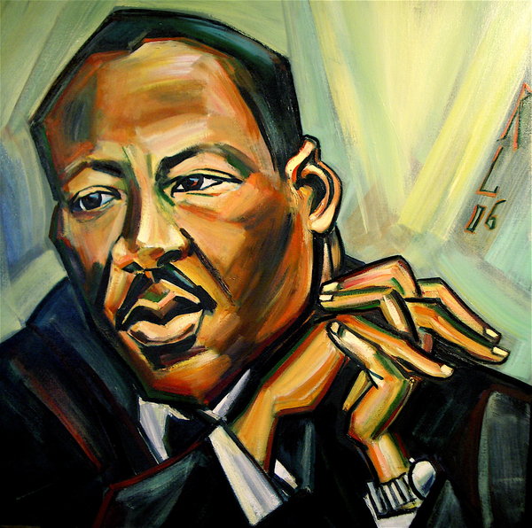 600x596 Martin Luther King Jr. By Rayebones - Martin Luther King Jr Painting
